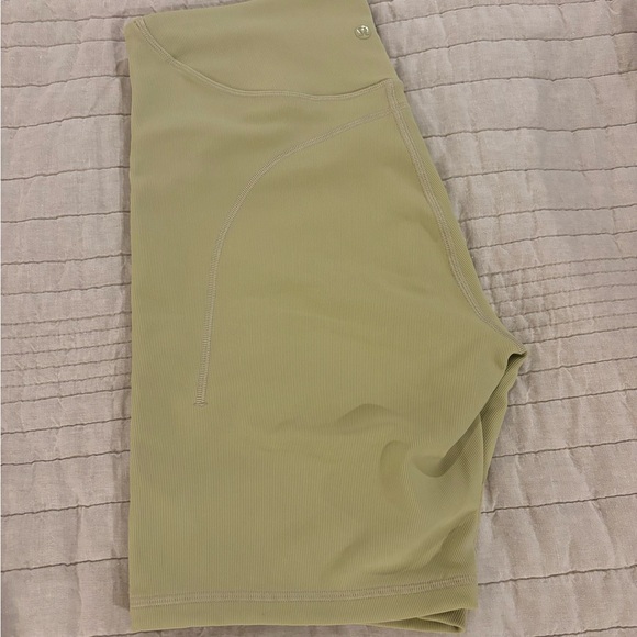 Lululemon ribbed biker shorts. Size 12, lime green color - Picture 1 of 4